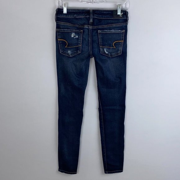 American Eagle Dark Wash Super Low Jegging Jeans - Picture 5 of 10